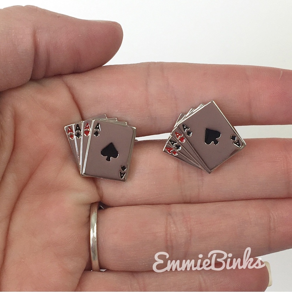 New Aces Wild Four Ace Silver Playing Card Cufflinks ~ Poker ~Groom / Best Man